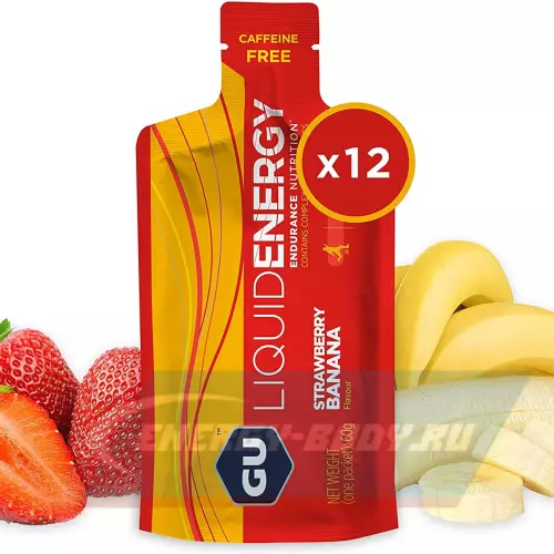 Энергетический гель GU ENERGY GU Liquid Enegry Gel no caffeine Клубника-банан, 12 x 60 г