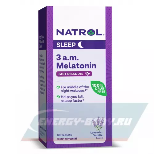  Natrol 3 A.M. Melatonin F/D Лаванда-ваниль, 60 таблеток