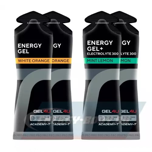 Энергетический гель GEL4U Energy Gel MIX Апельсин, Лимон и Мята, 4 x 60 г