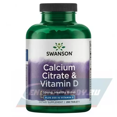Минералы Swanson Calcium Citrate & Vitamin D Нейтральный, 250 таблеток