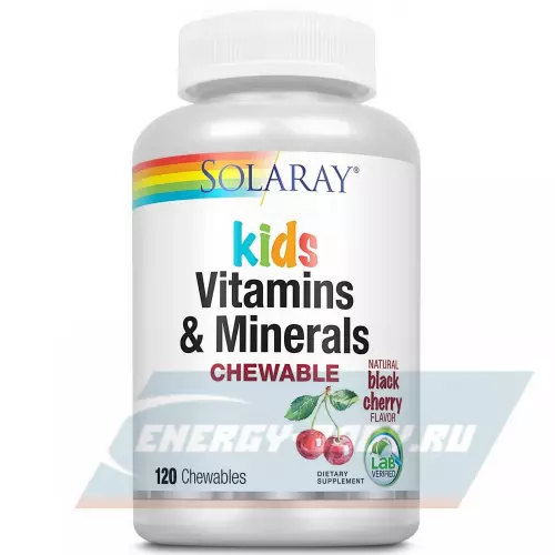 Solaray Childrens Kids Vitamins Minerals Вишня, 120 жевательных таблеток
