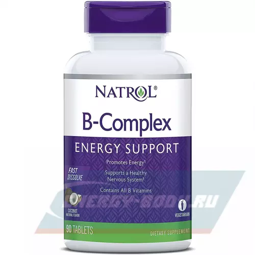 Витамины группы B Natrol B-Complex Fast Dissolve 90 таблеток, Кокос