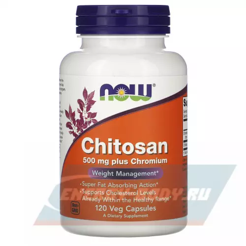 Минералы NOW FOODS Chitosan Plus Chromium 500 мг 120 Вегетарианских капсул