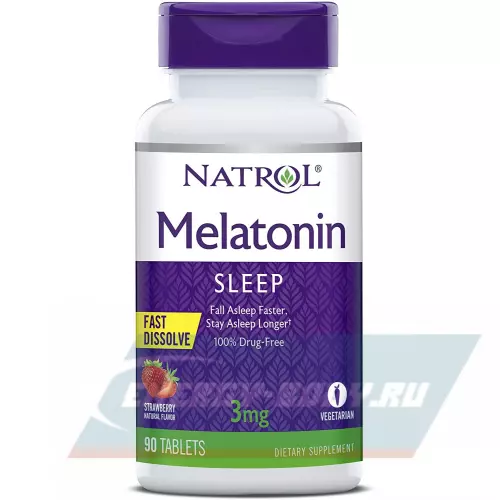  Natrol Melatonin 3mg F/D Клубника, 90 таблеток