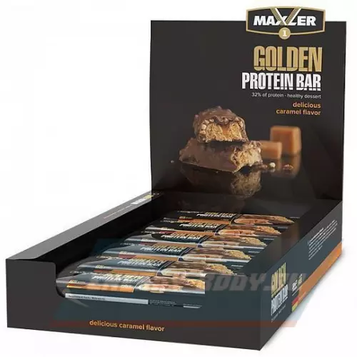Батончик протеиновый MAXLER Golden Bar Аппетитная карамель, 12 х 65 г