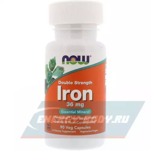 Минералы NOW FOODS Iron Ferrochel(r) – Железо (36 мг) Нейтральный, 90 Вегетарианских капсул