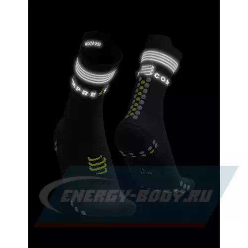  Compressport Носки V4 Run Hi Flash - Black/Fluo Yellow T2