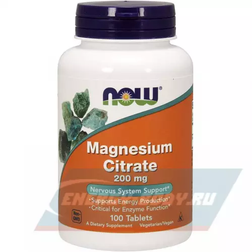  NOW FOODS Magnesium Citrate- Магний Цитрат 200 мг Нейтральный, 100 таблеток