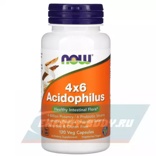  NOW FOODS 4х6 Acidophilus - Ацидофилус 120 Веган капсулы
