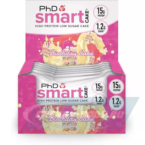 Батончик протеиновый PhD Nutrition Smart Cake печенье Праздничный торт, 12 х 60 г