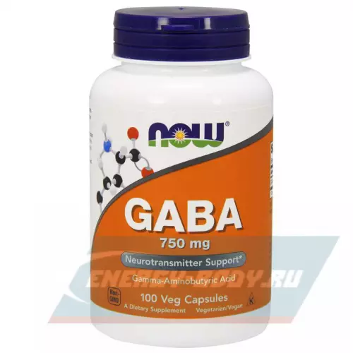  NOW FOODS GABA - ГАБА Гамма-Аминомасляная Кислота (ГАМК) 750 мг Нейтральный, 100 Вегетарианских капсул