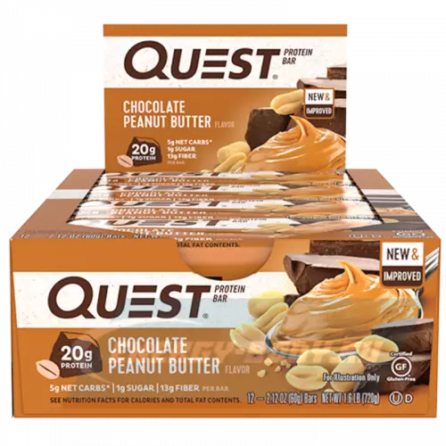 Батончик протеиновый Quest Nutrition Quest Bar 12 x 60 г, Шоколад-Арахис