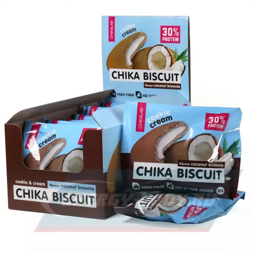 Батончик протеиновый Chikalab Бисквитное печенье Chika Biscuit Кокосовый брауни, 9 шт x 50 г