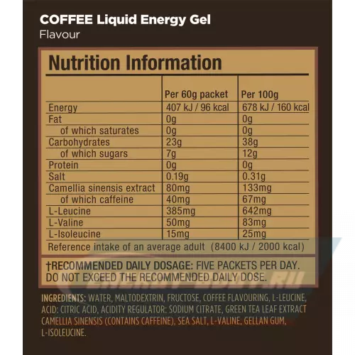 Энергетический гель GU ENERGY GU Liquid Enegry Gel 40mg caffeine Кофе, 60 г