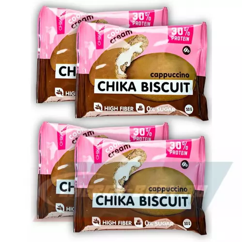 Батончик протеиновый Chikalab Бисквитное печенье Chika Biscuit Капучино, 4 х 50 г