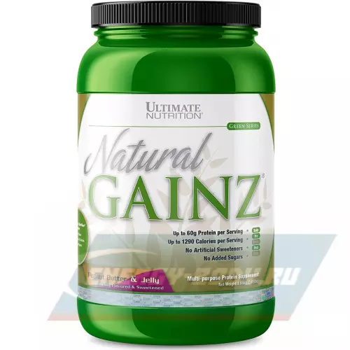 Гейнер Ultimate Nutrition Natural Gainz Whey Protein Powder Арахисовое масло с джемом, 1666 г