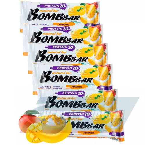 Батончик протеиновый Bombbar Protein Bar Пудинг с ароматом манго и банана, 6 x 60 г