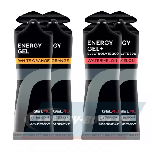 Энергетический гель GEL4U Energy Gel MIX Апельсин, Арбуз, 4 x 60 г