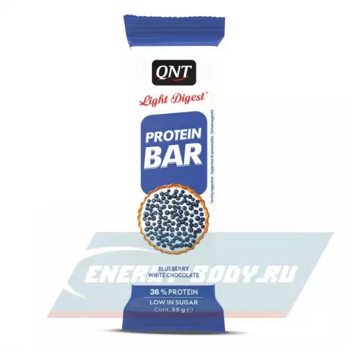 Батончик протеиновый QNT Light Digest Protein Bar Черника - Белый шоколад, 15 х 55 г