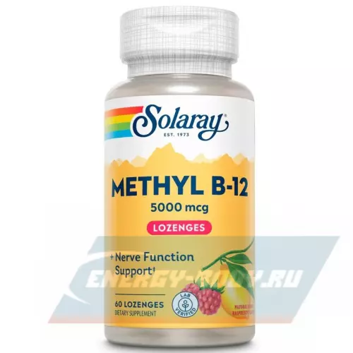  Solaray Methyl B-12 5000 mcg Лимон-Малина, 60 леденцов