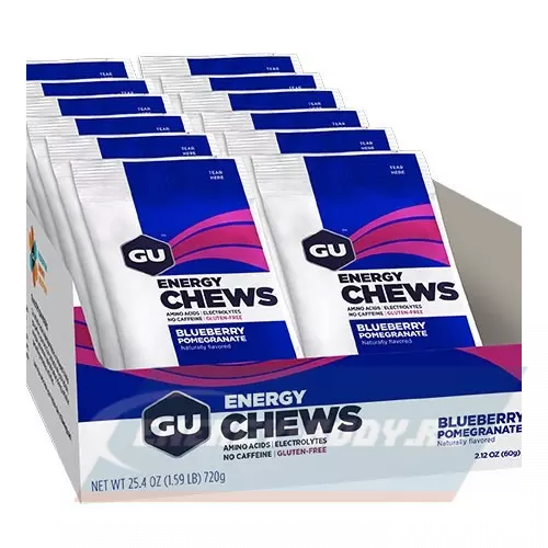 Энергетик GU ENERGY Мармеладки GU Energy Chews Черника-Гранат, 12 x 8 конфет