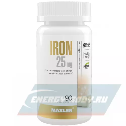 Минералы MAXLER Iron 25 mg Нейтральный, 90 вегетарианские капсулы