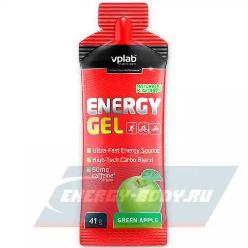 Энергетический гель VP Laboratory Energy gel + caffeine 41 г, Зеленое яблоко