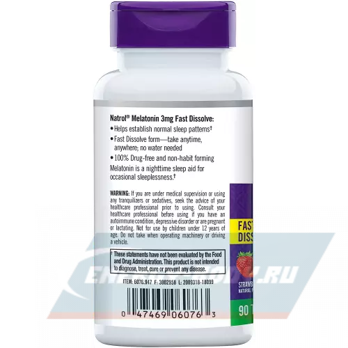  Natrol Melatonin 3mg F/D Клубника, 90 таблеток