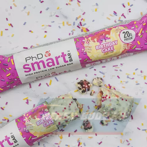 Батончик протеиновый PhD Nutrition Smart Bar Праздничный торт, 12 x 64 г