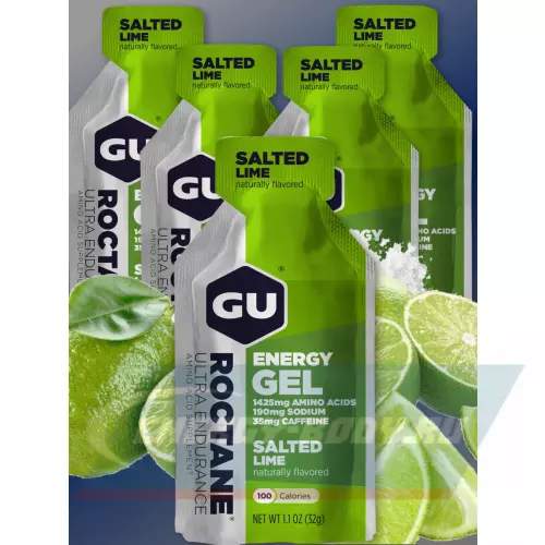 Энергетический гель GU ENERGY GU ROCTANE ENERGY GEL caffeine Соленый лайм, 5 x 32 г