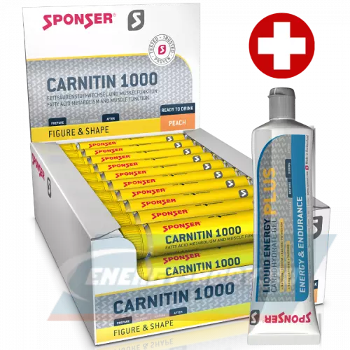 L-Карнитин SPONSER L-CARNITINE 1000 TRINKAMPULLE + Gel Персик, 30 шотов x 25 мл