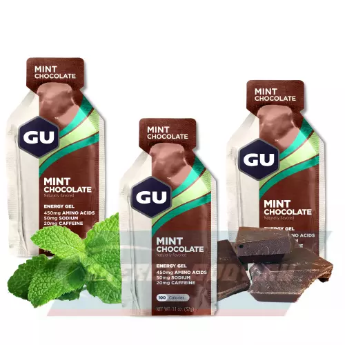 Энергетический гель GU ENERGY GU ORIGINAL ENERGY GEL 20mg caffeine Шоколад-Ментол, 3 x 32 г
