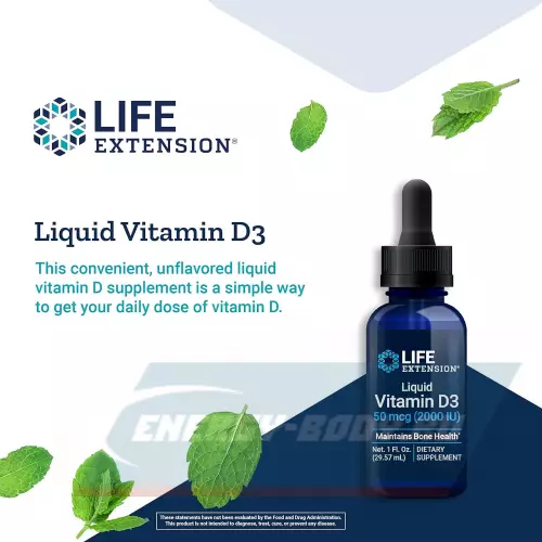  Life Extension Liquid Vitamin D3 50 mcg (2000 IU) 29.57 ml