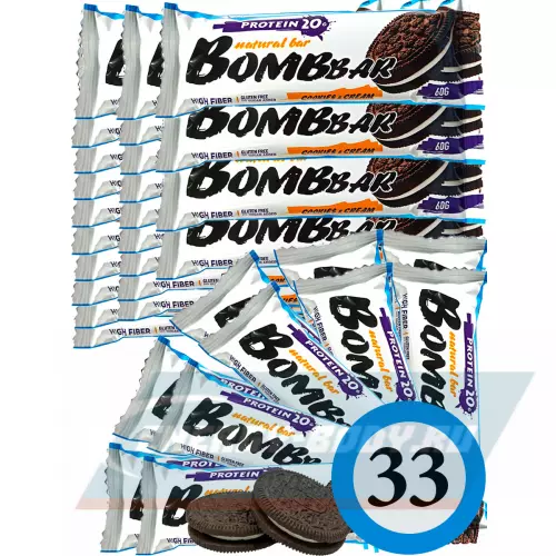 Батончик протеиновый Bombbar Protein Bar Печенье с кремом, 33 x 60 г