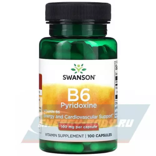  Swanson Vitamin B6 Pyridoxine 100 mg 100 капсул