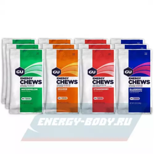 Энергетик GU ENERGY Мармеладки GU Energy Chews 12 x 8 конфет (4 вкуса), Микс