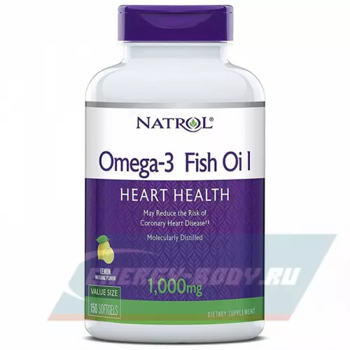 Omega 3 Natrol Omega-3 Fish Oil 1000mg 150 гелевых капсул, Лимон