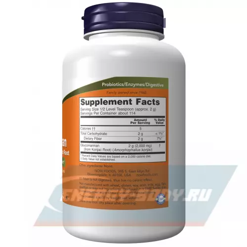  NOW FOODS Glucomannan Pure Powder Натуральный, 227 г