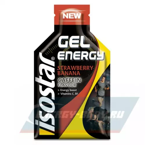 Энергетический гель ISOSTAR Energy Gel + кофеин Клубника-банан, 1 саше
