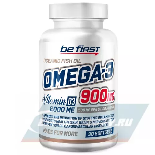 Omega 3 Be First Omega-3 900 mg + Vitamin D3 2000 IU 30 капсул