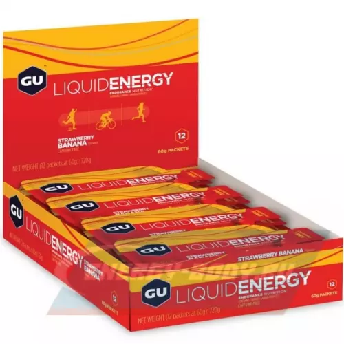 Энергетический гель GU ENERGY GU Liquid Enegry Gel no caffeine Клубника-банан, 12 x 60 г
