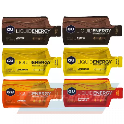 Энергетический гель GU ENERGY GU Liquid Enegry Gel caffeine 6 x 60 г (4 вкуса), Микс