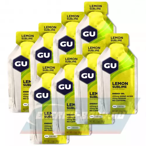 Энергетический гель GU ENERGY GU ORIGINAL ENERGY GEL no caffeine Чистый лимон, 8 стика x 32 г