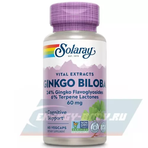  Solaray Ginkgo Biloba Leaf Extract 60 mg 60 веган капсул