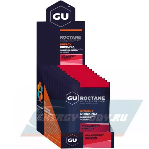  GU ENERGY GU ROCTANE ENERGY DRINK MIX Клубника - Гибискус, 10 x 65 г