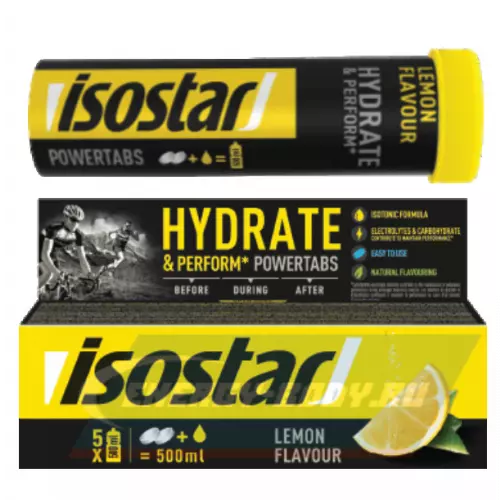  ISOSTAR Изотонический напиток Powertabs Лимон, 3 банка x 5 порций