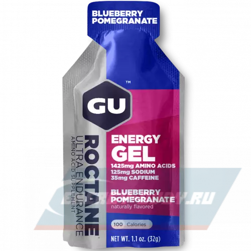 Энергетический гель GU ENERGY GU ROCTANE ENERGY GEL 35mg caffeine Черника-Гранат, 1 стик x 32 г