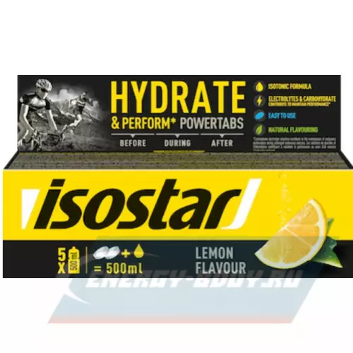  ISOSTAR Изотонический напиток Powertabs Лимон, 1 банка x 5 порций