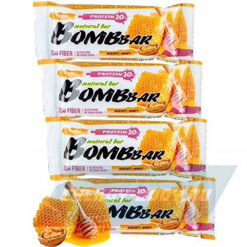 Батончик протеиновый Bombbar Protein Bar Грецкий орех с медом, 4 x 60 g
