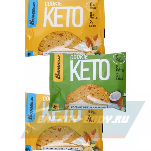 Батончик протеиновый Bombbar Кето печенье COOKIE KETO микс, 3 x 40 г